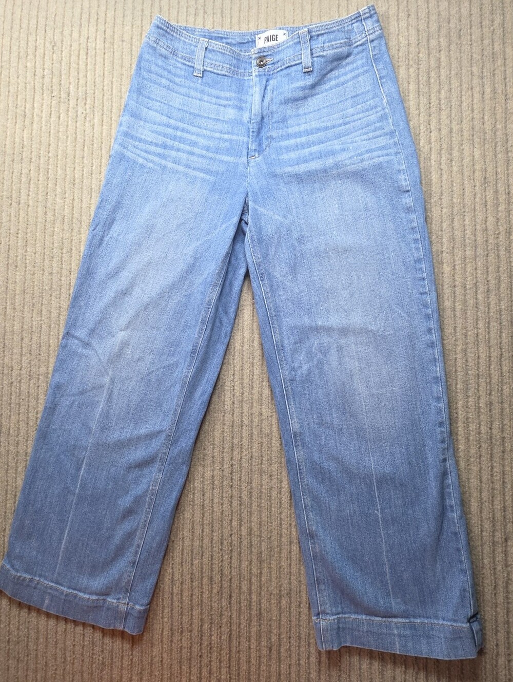 PAIGE Jeans Womens 27 Nellie Wide Leg Cropped Denim Stretch USA Made